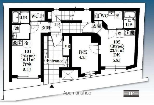 シャッツクヴェレ高円寺北(1DK/1階)の間取り写真