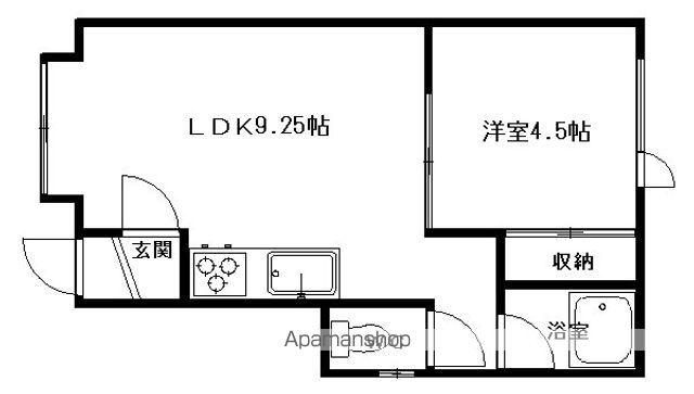 OAKⅣ(1DK/2階)の間取り写真