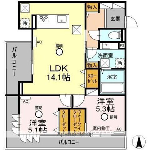 サニーヒルⅡ(2LDK/1階)の間取り写真