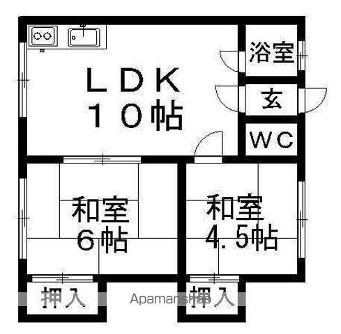 陽光マンション(2LDK/1階)の間取り写真