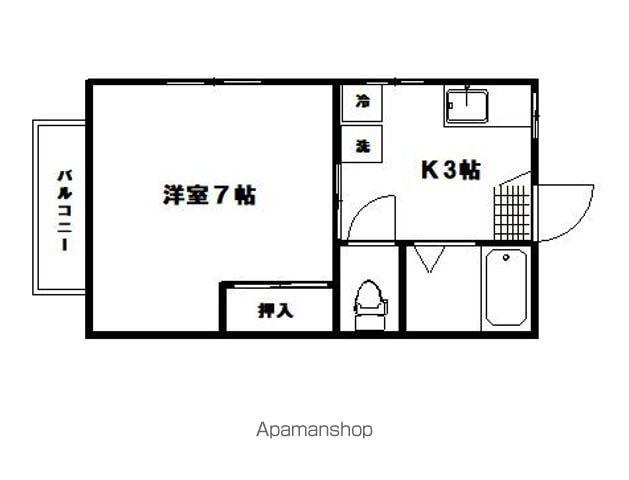 山手町ハイツⅠ(1K/2階)の間取り写真