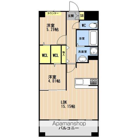 LIBTH上牟田ウエスト(2LDK/2階)の間取り写真