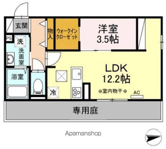 ウエストヒルズ那珂川(1LDK/1階)の間取り写真