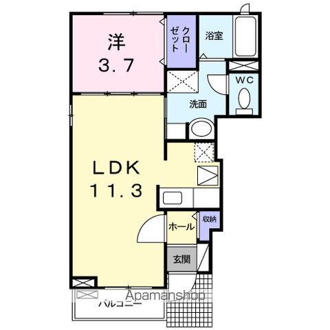 グレイスⅡ(1LDK/1階)の間取り写真