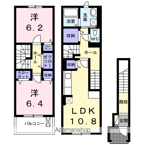 ラビットレジデンス(2LDK/2階)の間取り写真