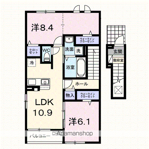 シエル ブリュ(2LDK/2階)の間取り写真