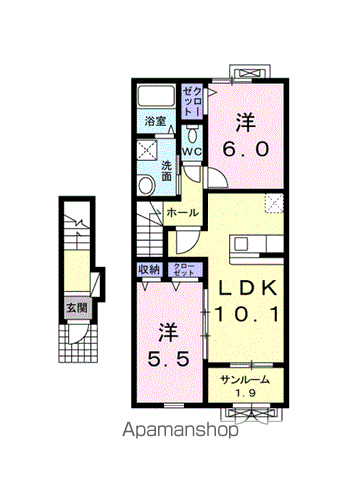 レジデンス町北Ⅲ(2LDK/2階)の間取り写真