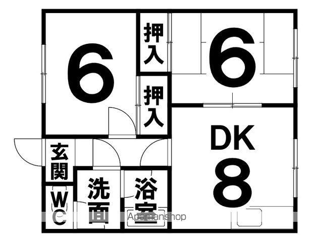 ちるはうす(2LDK/2階)の間取り写真