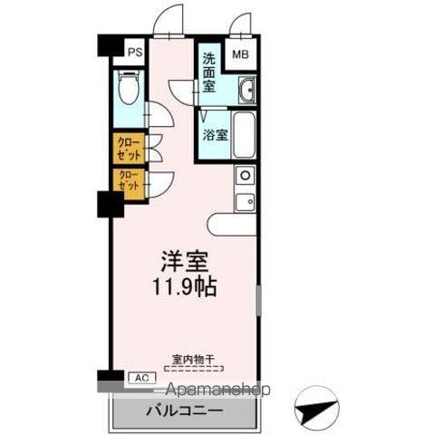 フェリオ甲府上石田(ワンルーム/6階)の間取り写真