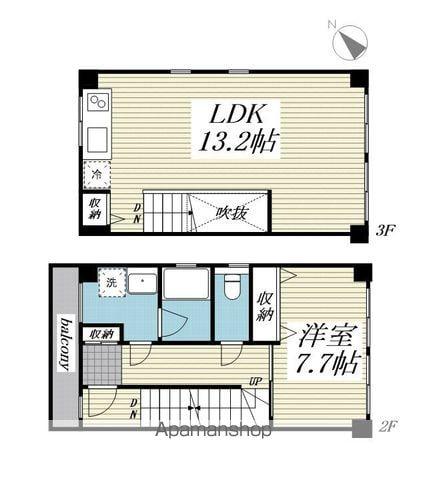 渋谷東一丁目集合(1LDK/2階)の間取り写真
