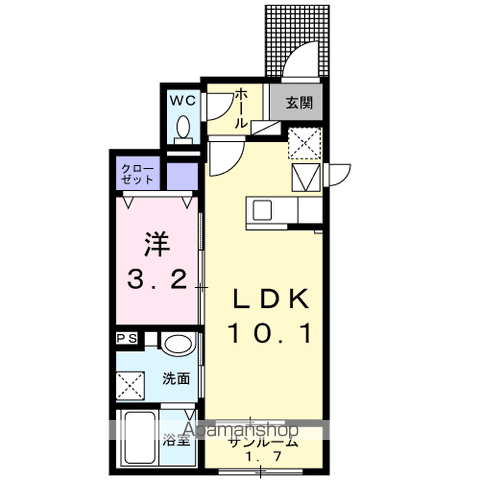 コンティノアールⅡ(1LDK/1階)の間取り写真