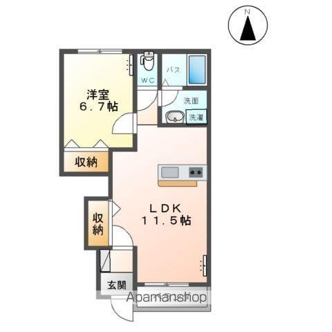 スーリール心(1LDK/1階)の間取り写真