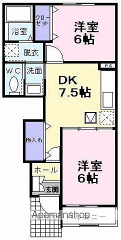 サニーレジデンス・ナナA(2DK/1階)の間取り写真