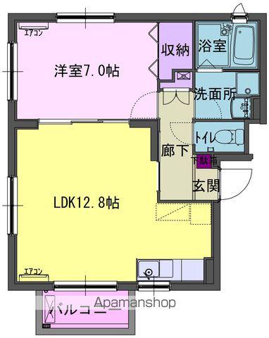 クレセール村崎野(1LDK/2階)の間取り写真