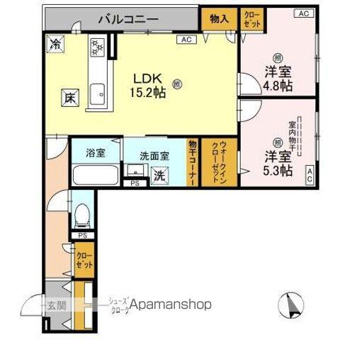 パサログランデ羽衣(2LDK/1階)の間取り写真