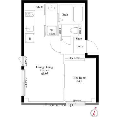 CASA PIAZZA 新宿中落合(1LDK/2階)の間取り写真