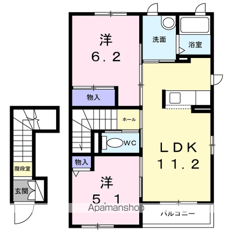 シャーメゾンレープレ(2LDK/2階)の間取り写真