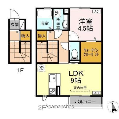 ファミィーユKⅡ(1LDK/2階)の間取り写真