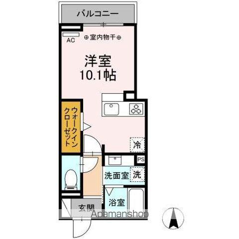 アリヴィオ(ワンルーム/2階)の間取り写真