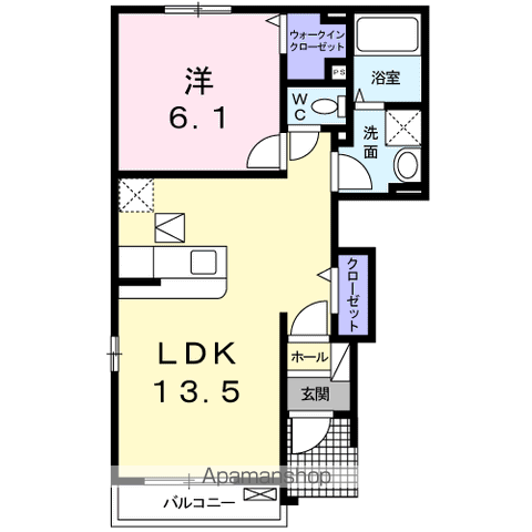 セントラルビレッジ・宮代(1LDK/1階)の間取り写真