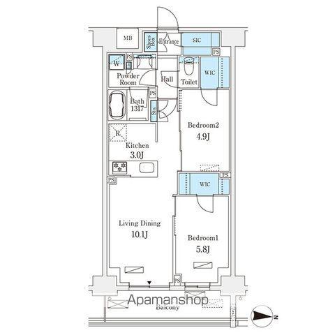 フロンティアレジデンス錦糸公園(2LDK/6階)の間取り写真