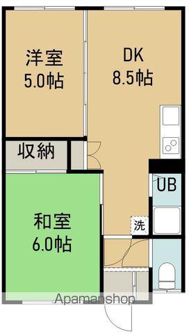 ハイツ美原(2DK/1階)の間取り写真