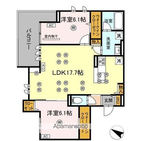 GRANDVALLEY 博多(2LDK/3階)の間取り写真