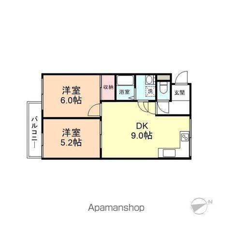 コーポオアシスⅠ(2DK/1階)の間取り写真