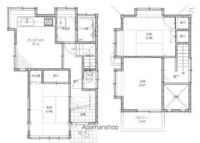 伊予鉄道高浜線 衣山駅 徒歩11分 2階建 築34年(3DK)の間取り写真
