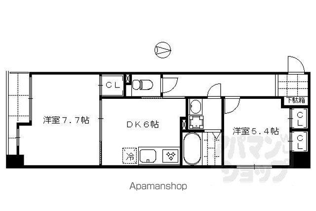 CALM押小路通(2DK/5階)の間取り写真