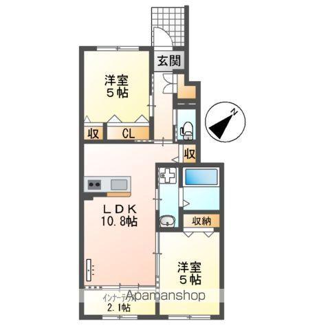 大石 拓司様 アパート工事(2LDK/1階)の間取り写真