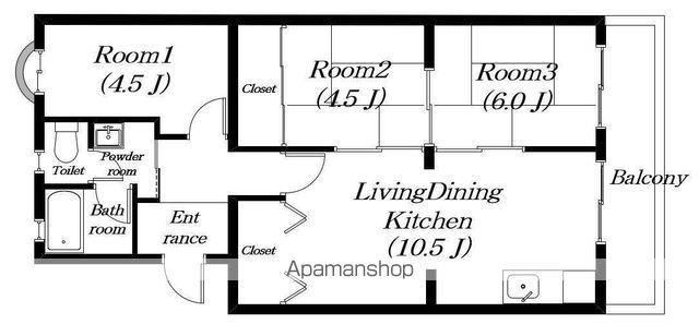 フォンテーヌ国分(3LDK/5階)の間取り写真