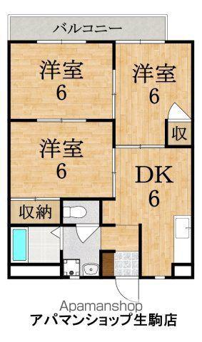 ビエント生駒(3DK/1階)の間取り写真