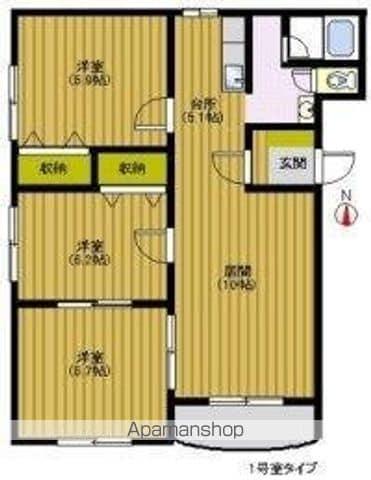 ハピネス通町(3LDK/3階)の間取り写真
