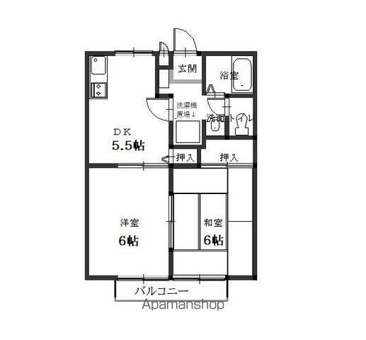 リバティーゲート(2DK/2階)の間取り写真