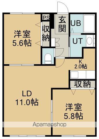 ピュアパレス海岸町(2LDK/1階)の間取り写真