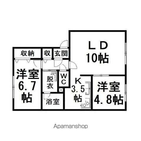セジュール美山B(2LDK/2階)の間取り写真