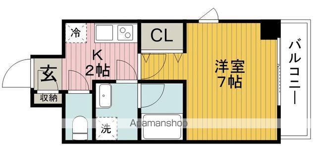 ループ北町(1K/4階)の間取り写真