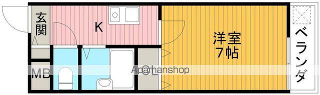 ウィン蛍池(1K/2階)の間取り写真