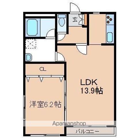 REAL BELL WOOD(1LDK/2階)の間取り写真