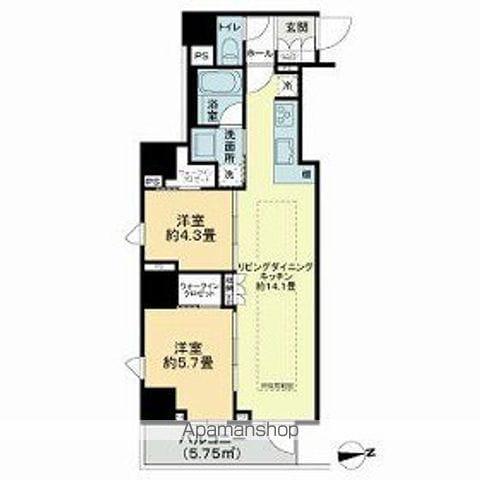 サンウッドフラッツ新宿四谷三丁目(2LDK/8階)の間取り写真