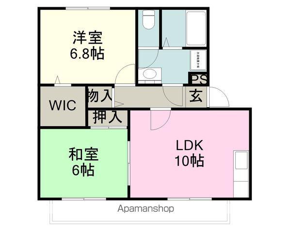 グランパレ陽向B棟(2LDK/2階)の間取り写真