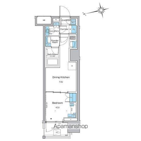 ルフォンプログレ品川戸越(1DK/7階)の間取り写真