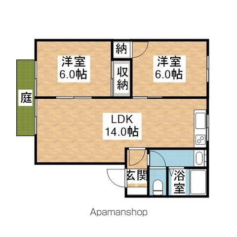 ルーラルコンフォート箱田(2LDK/1階)の間取り写真