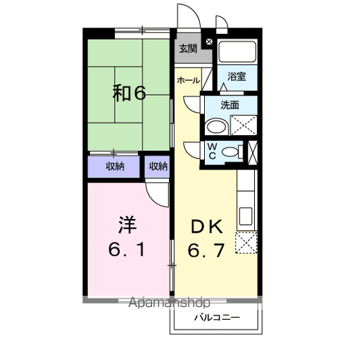 アイリスA(2DK/2階)の間取り写真