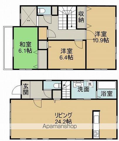 東海道本線 静岡駅 バス乗車時間：23分 中電社宅前バス停で下車 徒歩1分 2階建 築25年(3LDK)の間取り写真