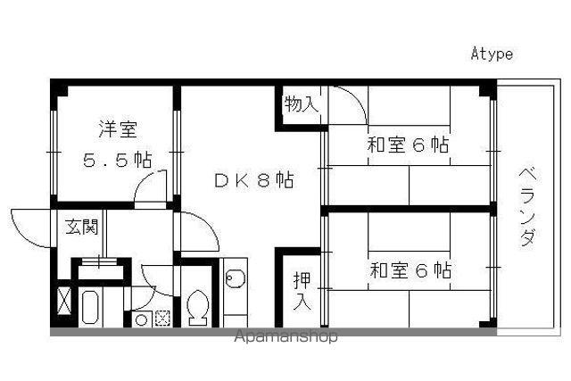 エクセル丹波橋(3DK/2階)の間取り写真