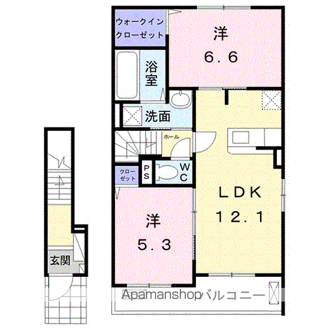 ル・マロンコリーヌC(2LDK/2階)の間取り写真
