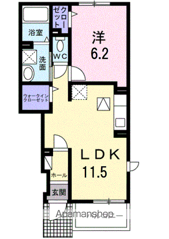 ファスト リバー ネオ(1LDK/1階)の間取り写真