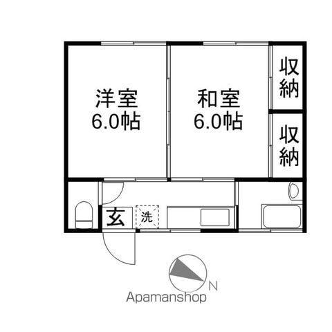 本間コーポ1(2K/1階)の間取り写真